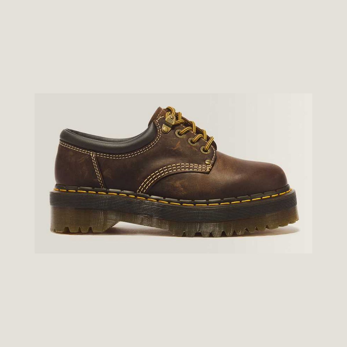 8053 Arc Crazy Horse Leather Platform Casual Shoes — Dark Brown