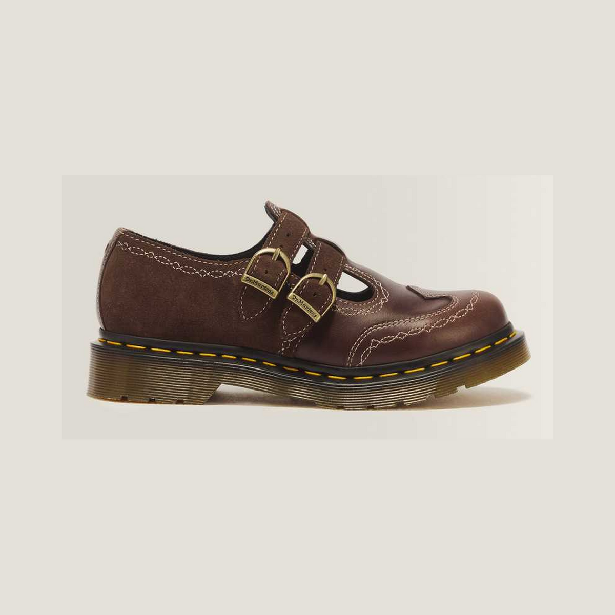 8065 Desert Rodeo Leather & Suede Mary Jane Shoes — DARK BROWN