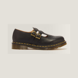 8065 Smooth Leather Mary Jane Shoes — Black