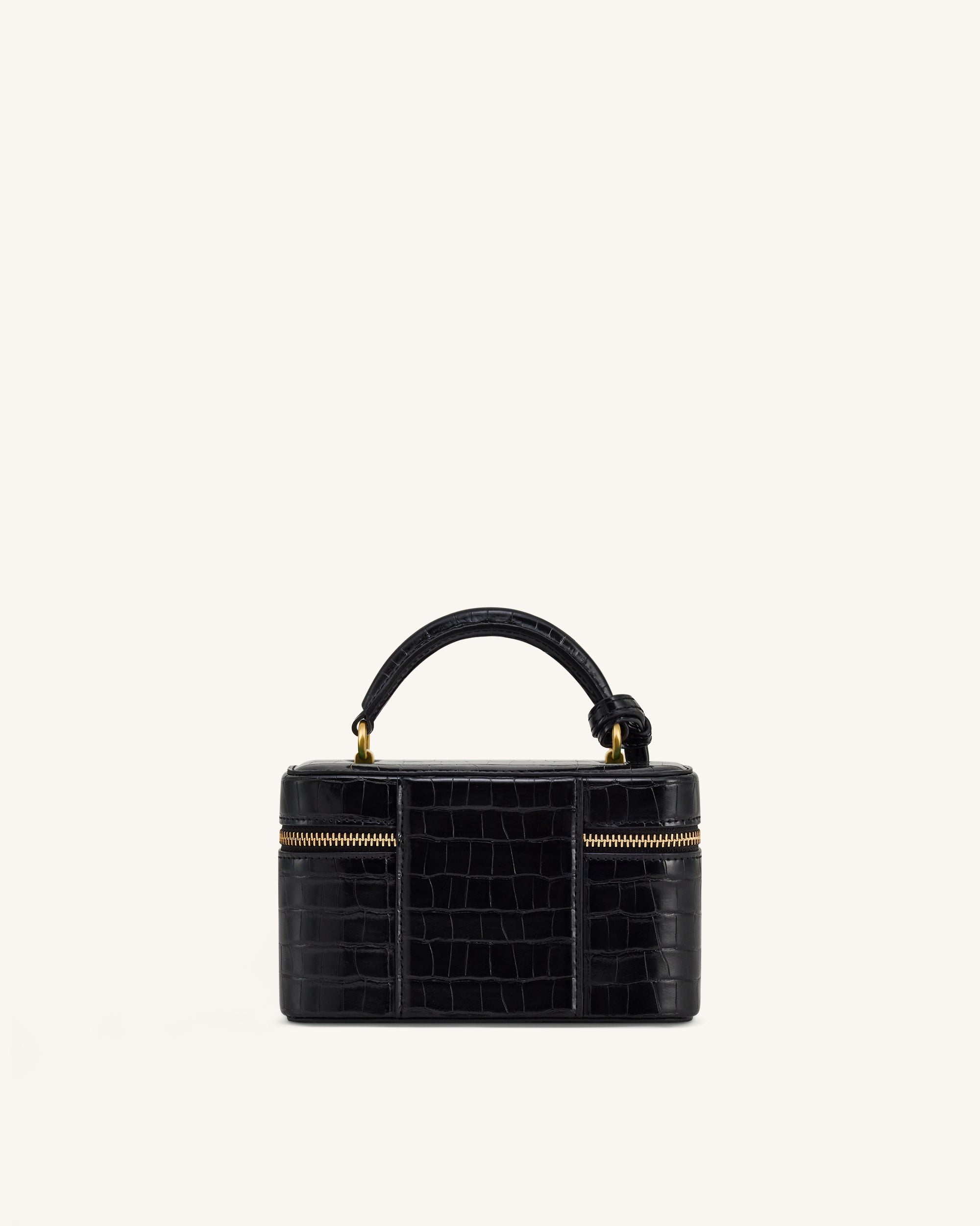 Cleo Box Shape Top Handle Bag - Claret Croc