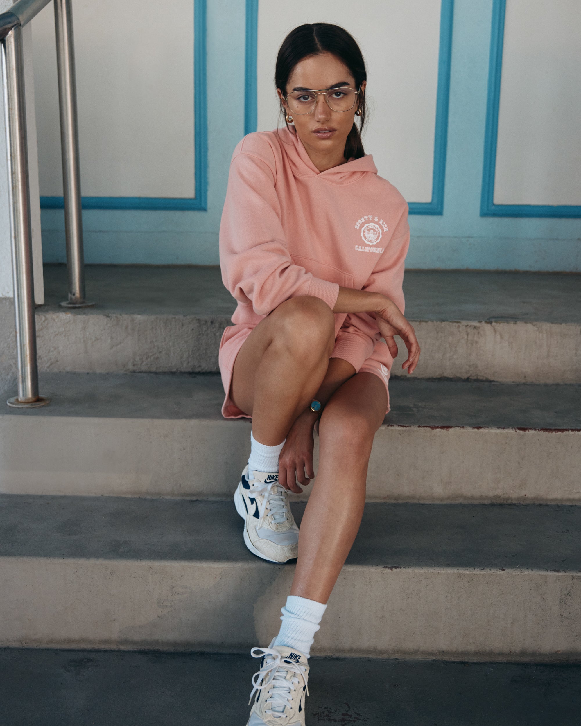 California Emblem Soft Cropped Hoodie - Carnation/White