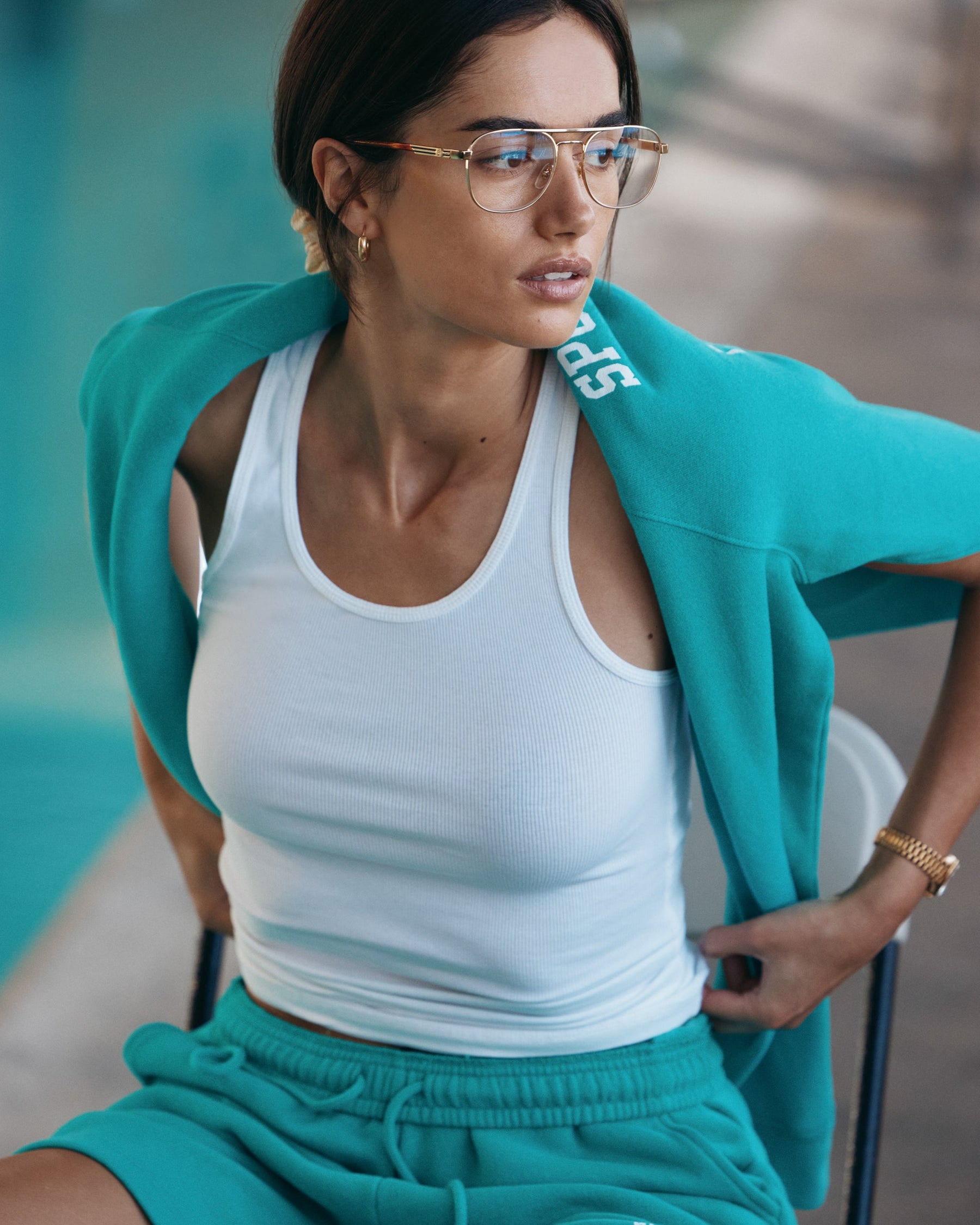 Varsity Crest Soft Crewneck - Spring Green/White