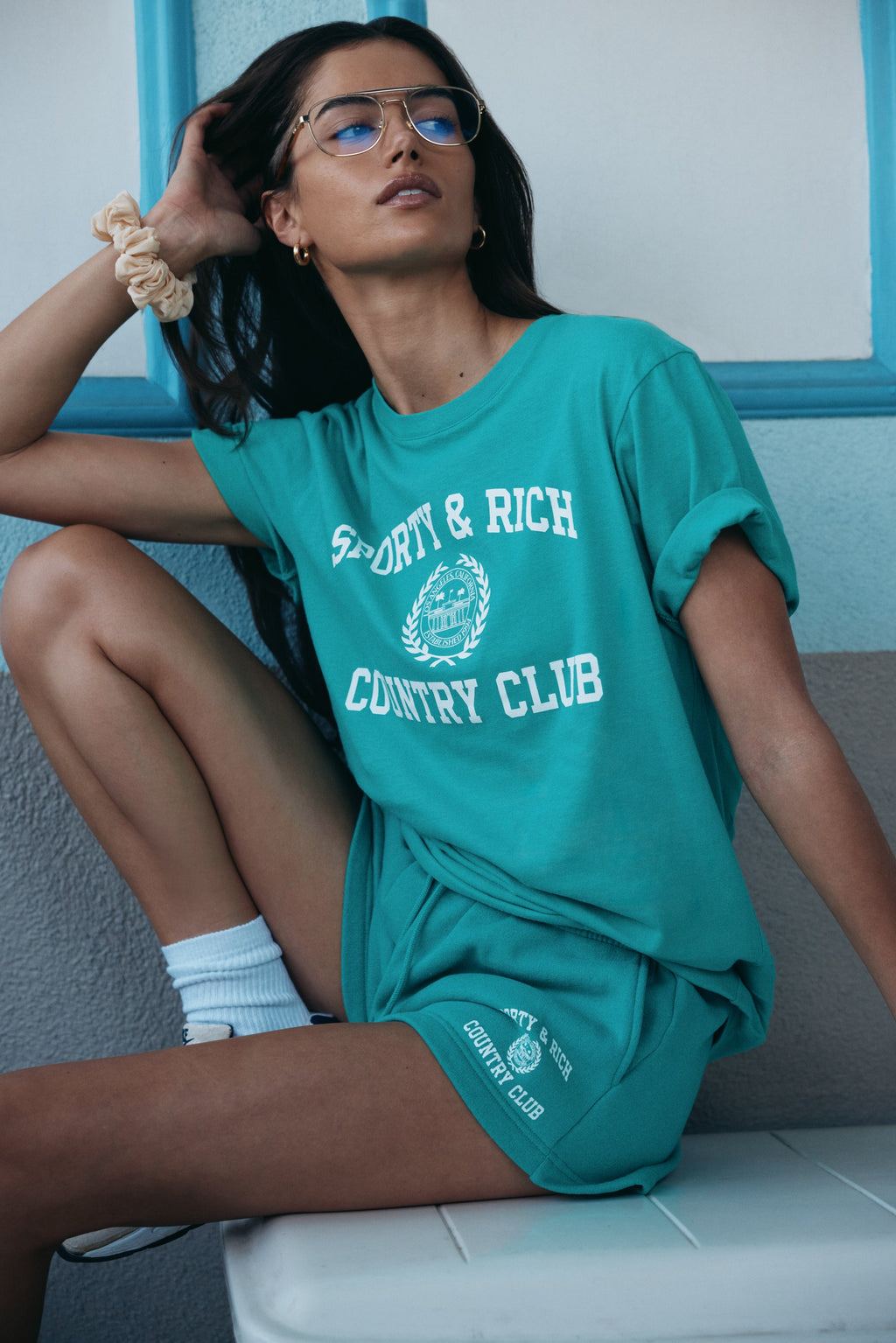 Varsity Crest Soft Disco Short - Spring Green/White