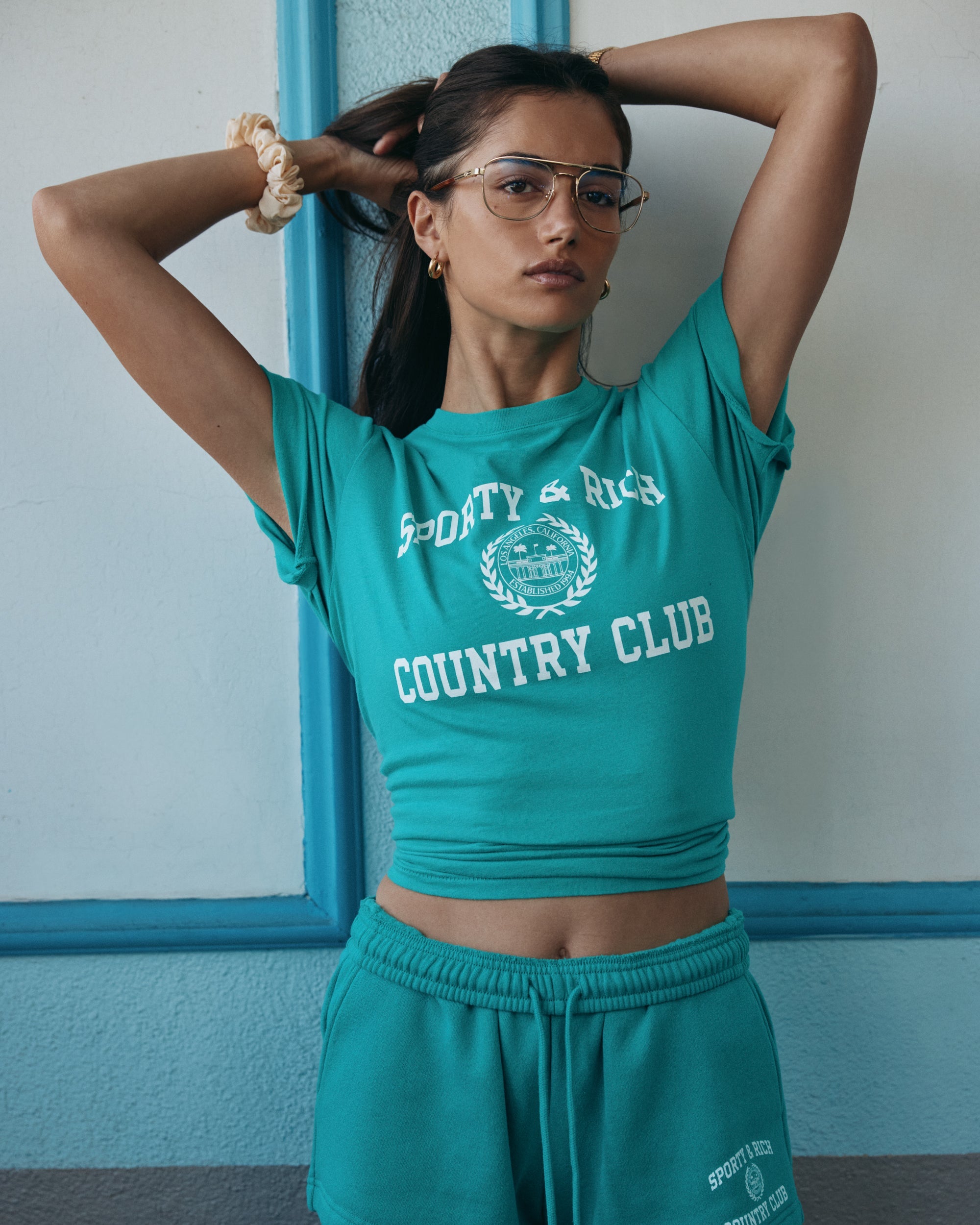 Varsity Crest Soft Disco Short - Spring Green/White