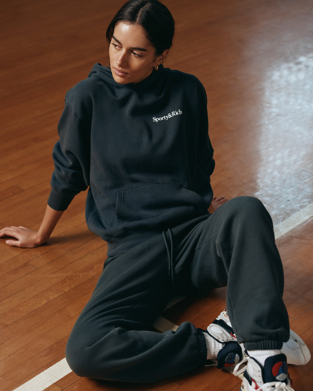 Serif Logo Soft Sweatpant - Faded Black/White