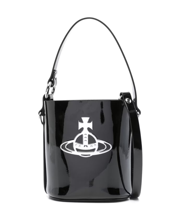Black Leather Patent Shoulder Bag