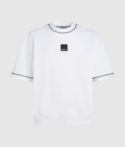 Short-sleeved contrast stitch sweatshirt