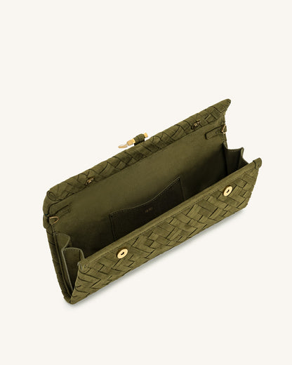 Zaria Woven Clutch - Brown