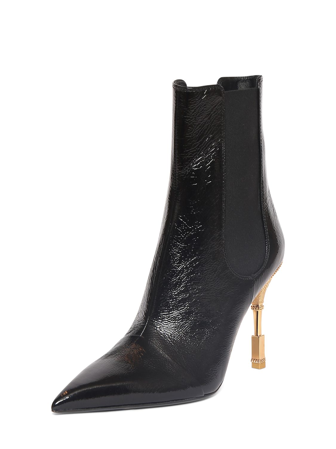 Balmain 95mm Moneta patent leather ankle boots