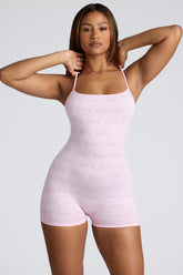 Strappy Low Back Pointelle Romper in Pink Lemonade