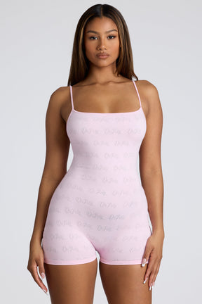 Strappy Low Back Pointelle Romper in Pink Lemonade