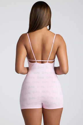 Strappy Low Back Pointelle Romper in Pink Lemonade