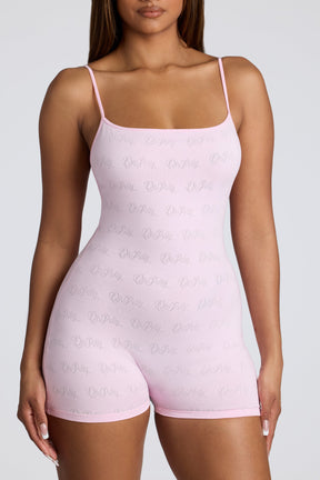Strappy Low Back Pointelle Romper in Pink Lemonade