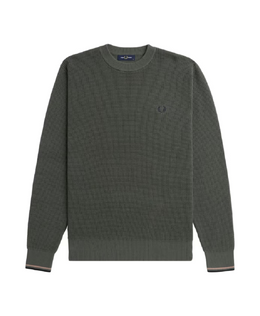 Fred Perry Green Sweater with Honeycomb Texture