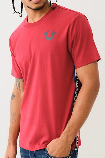 TRUE RELIGION CONTRAST TAPING TEE