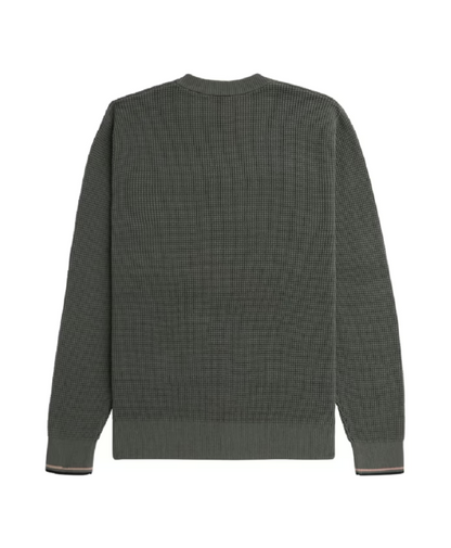 Fred Perry Green Sweater with Honeycomb Texture