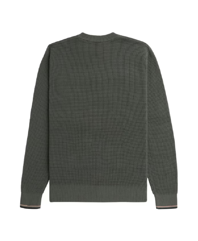 Fred Perry Green Sweater with Honeycomb Texture
