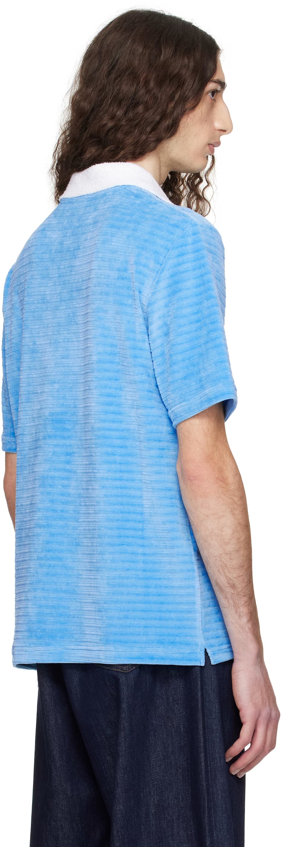Blue Velour Stripe Polo