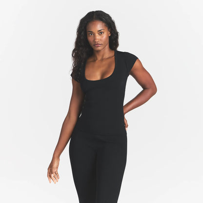 Refined Knit Scoop Neck Top