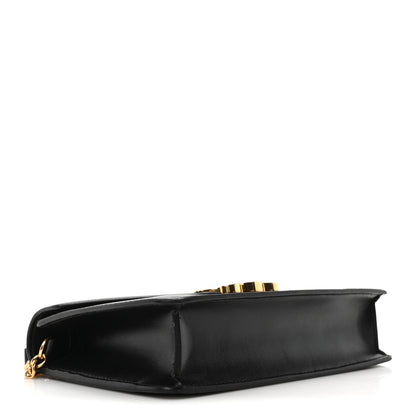 Shiny Calfskin Triomphe Margo Wallet on Chain Black