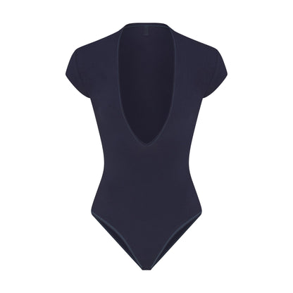 Cotton Jersey Deep Plunge Bodysuit