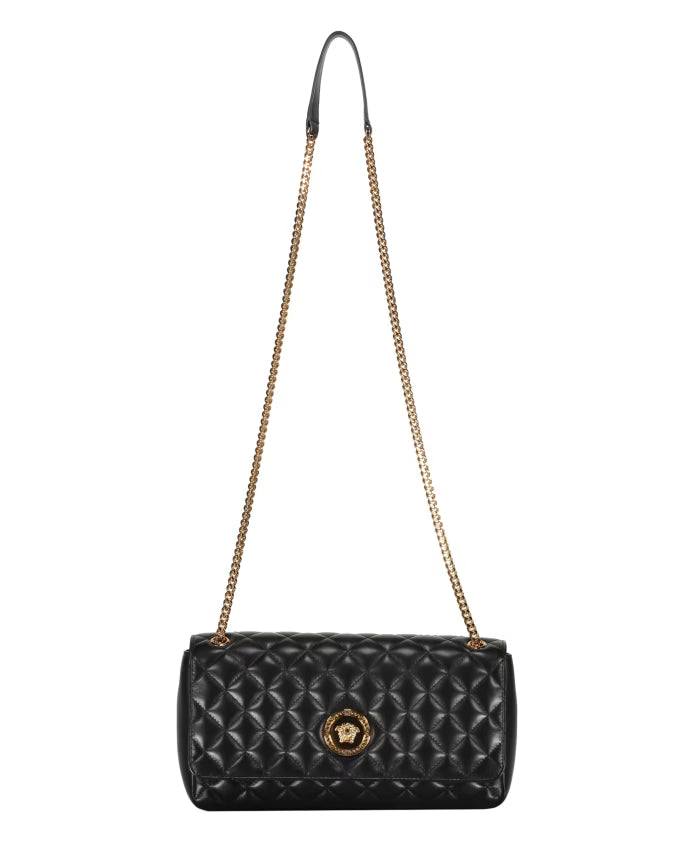 Quilted Leather Crossbody Bag with Chain
