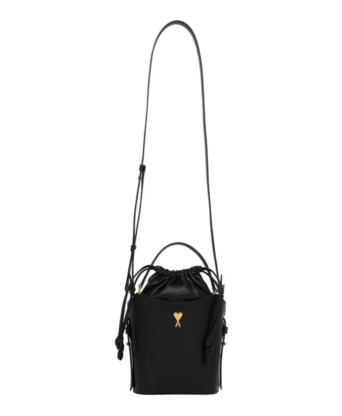 Black Mini Bucket Bag with Drawstring