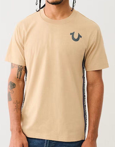 TRUE RELIGION CONTRAST TAPING TEE