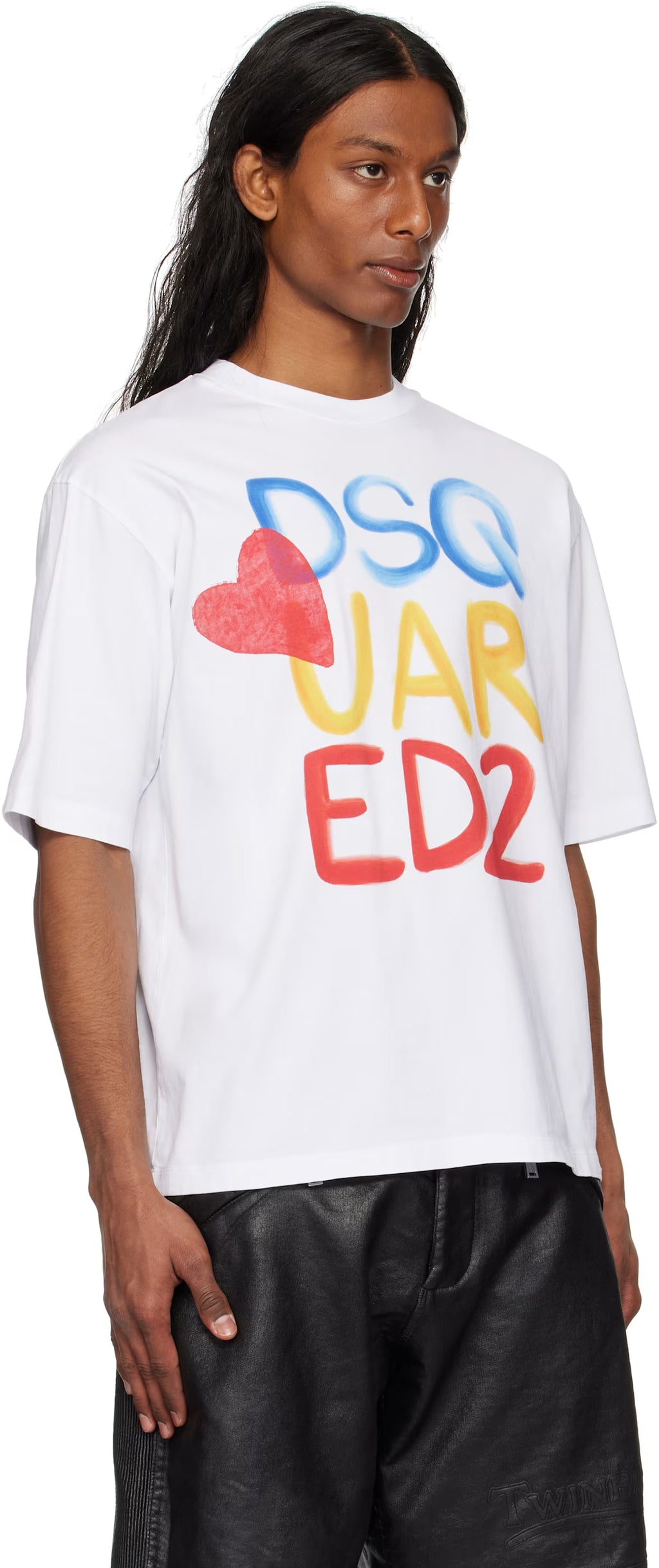 White Summer Lovers Loose Fit Colourful Logo T-shirt