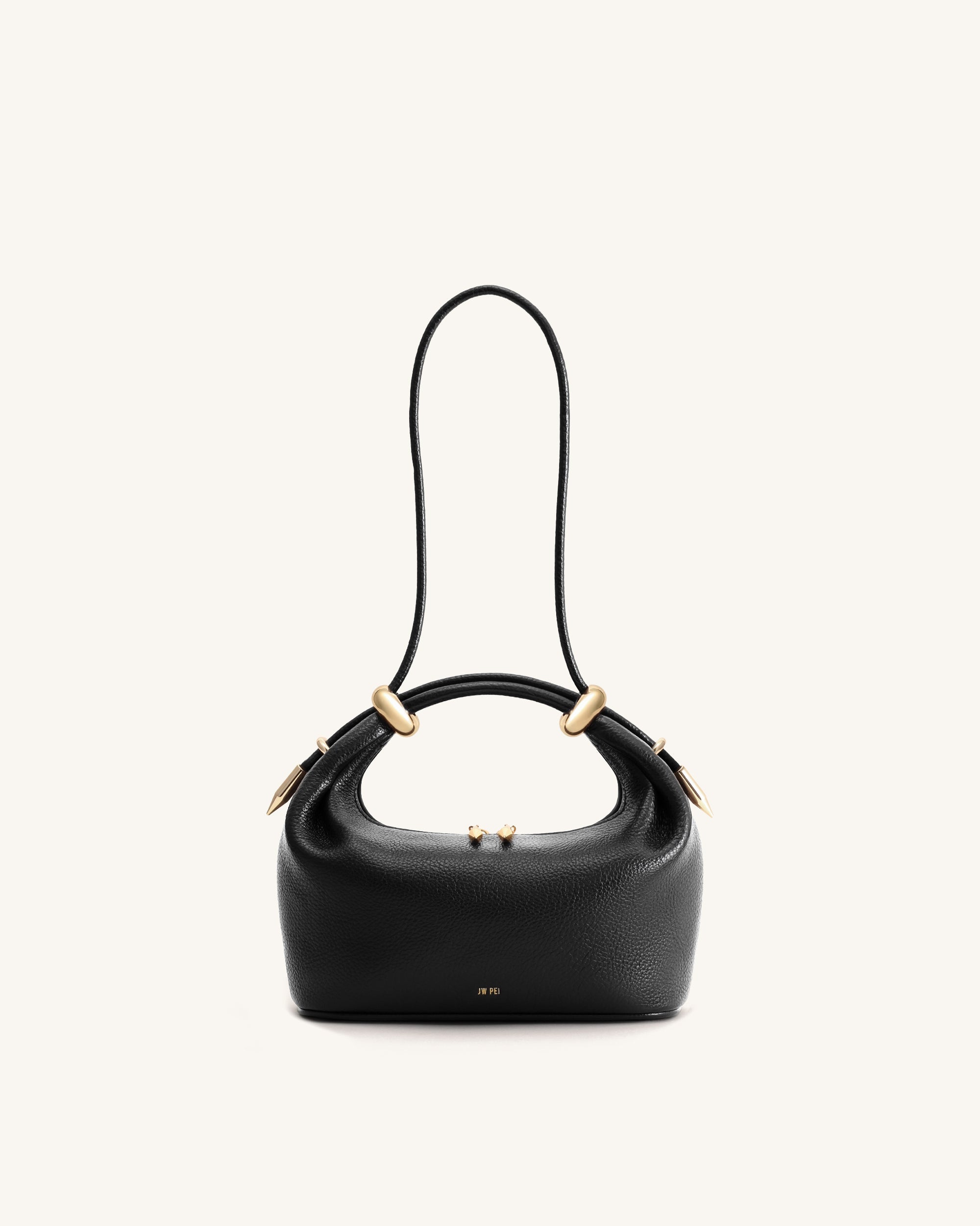 Ellie Metal Ring Embellished Top Handle Bag - Black