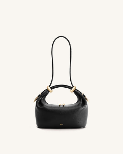 Ellie Metal Ring Embellished Top Handle Bag - Black