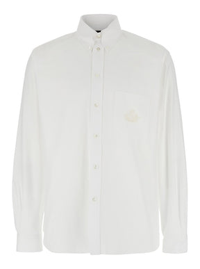 Fendi White Shirt with Classic Collar and Logo Embroidery on the Front in Cotton Man