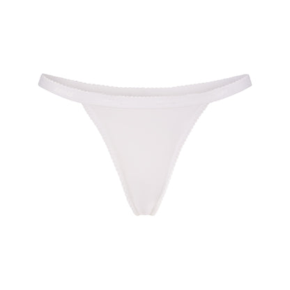 Lightweight Cotton Logo Picot Thong