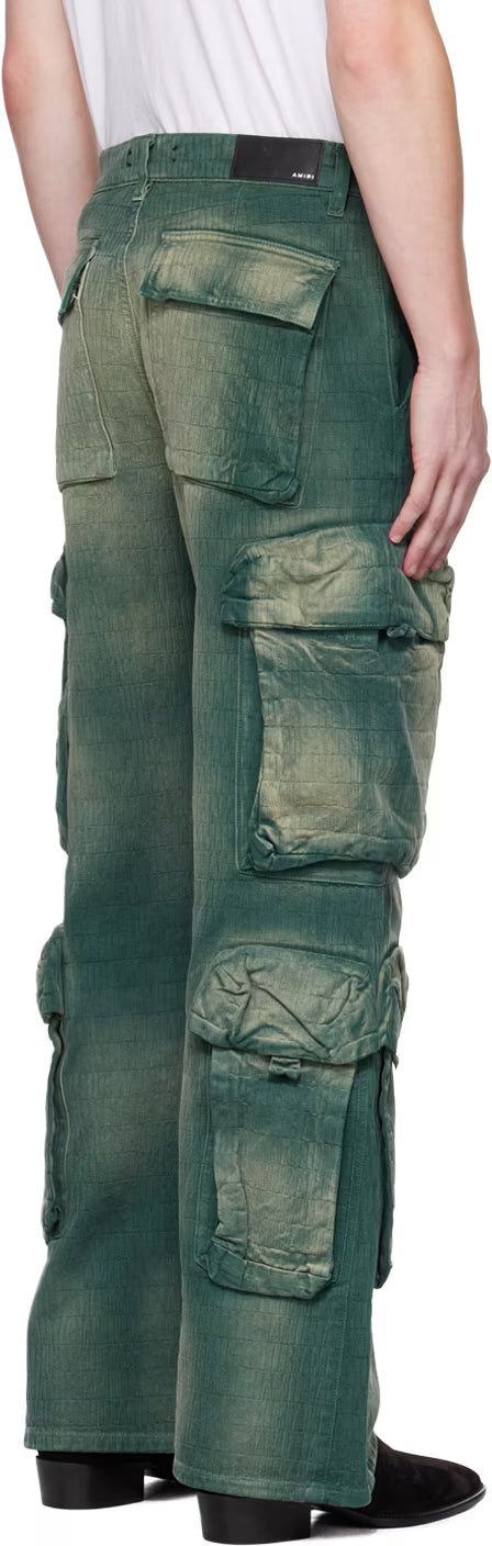 Green Faded Cargo Pants