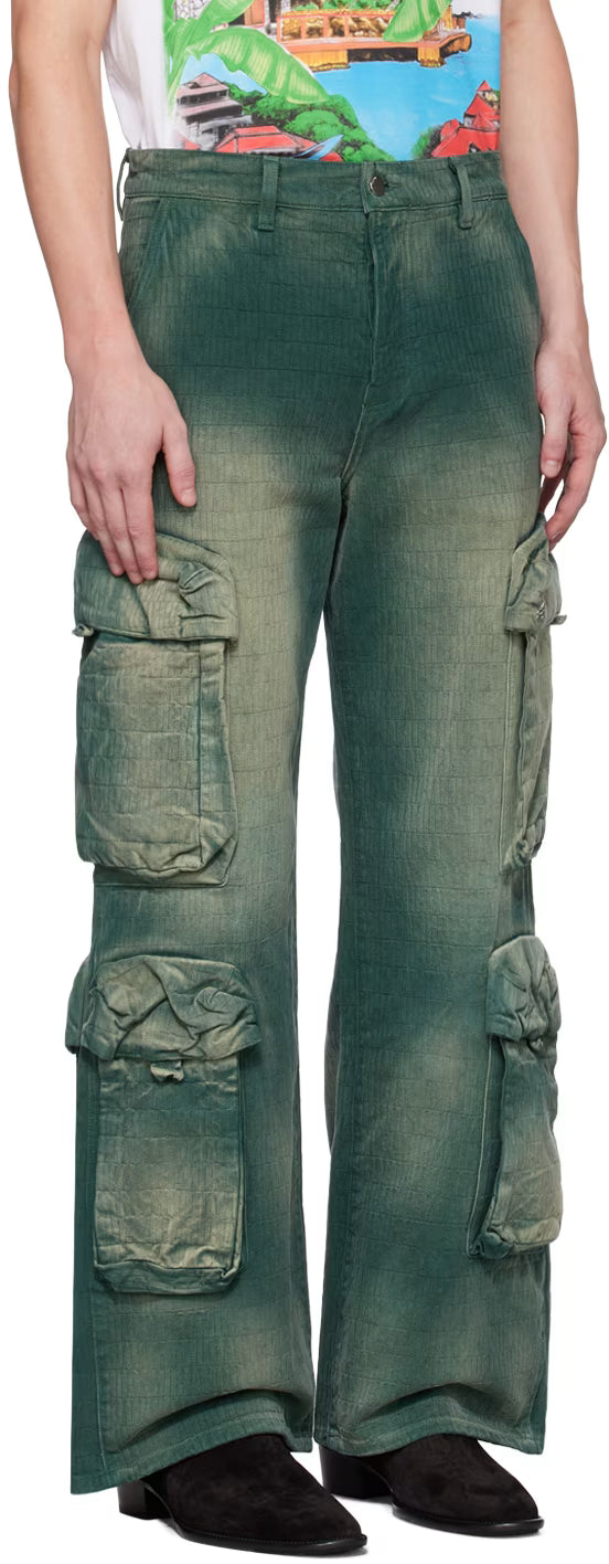 Green Faded Cargo Pants