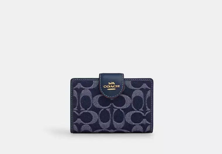 Coach Medium Corner Zip Wallet In Signature Denim - Wallets | Shop From The Mirage