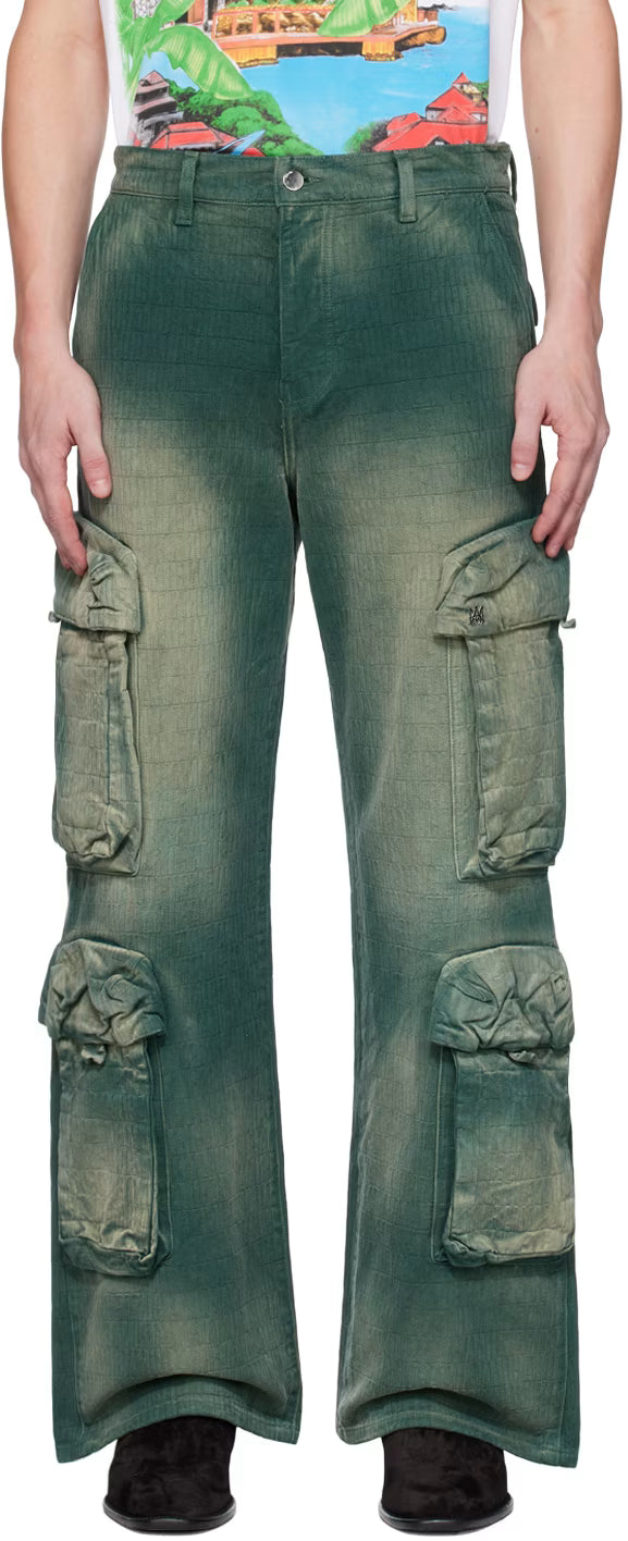 Green Faded Cargo Pants