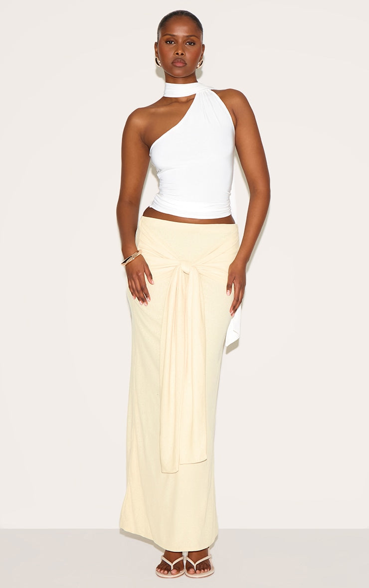 Lemon Double Layer Burnout Mesh Wrap Front Maxi Skirt