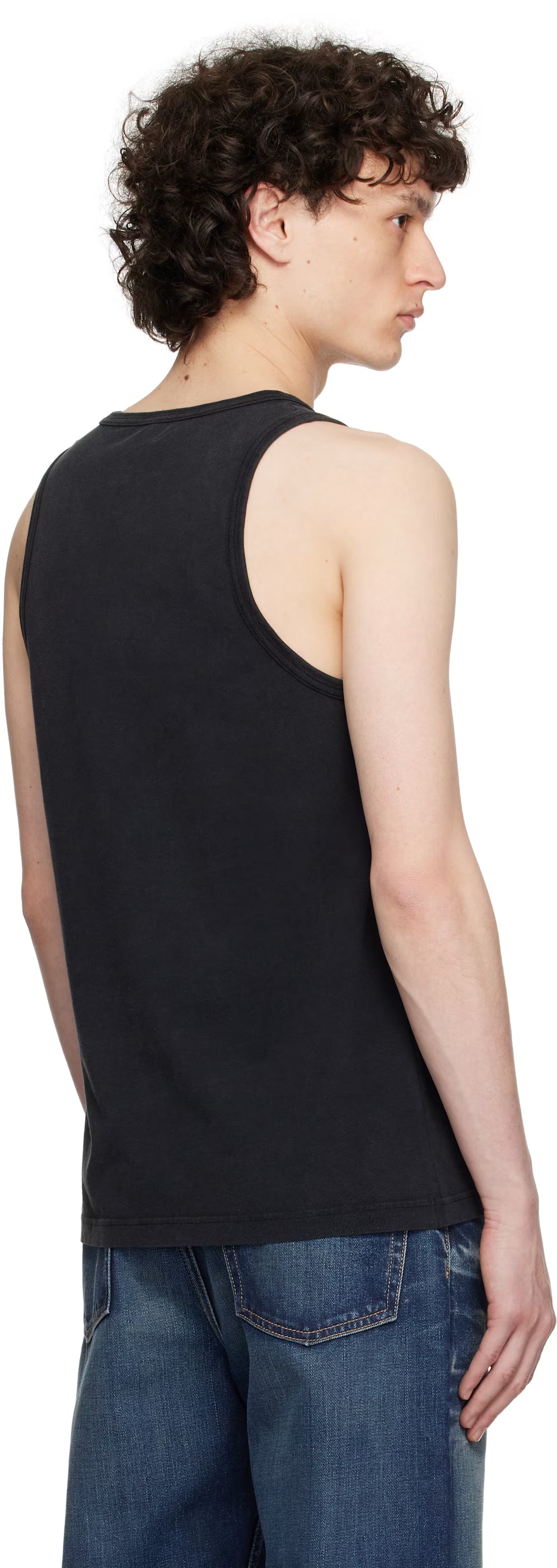 Black 'La Prémonition' Crystal Embellished Tank Top