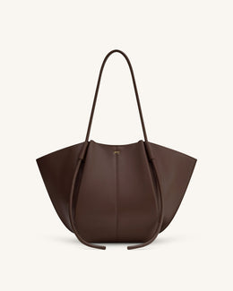 Nala Wide Tote Bag - Brown Canvas