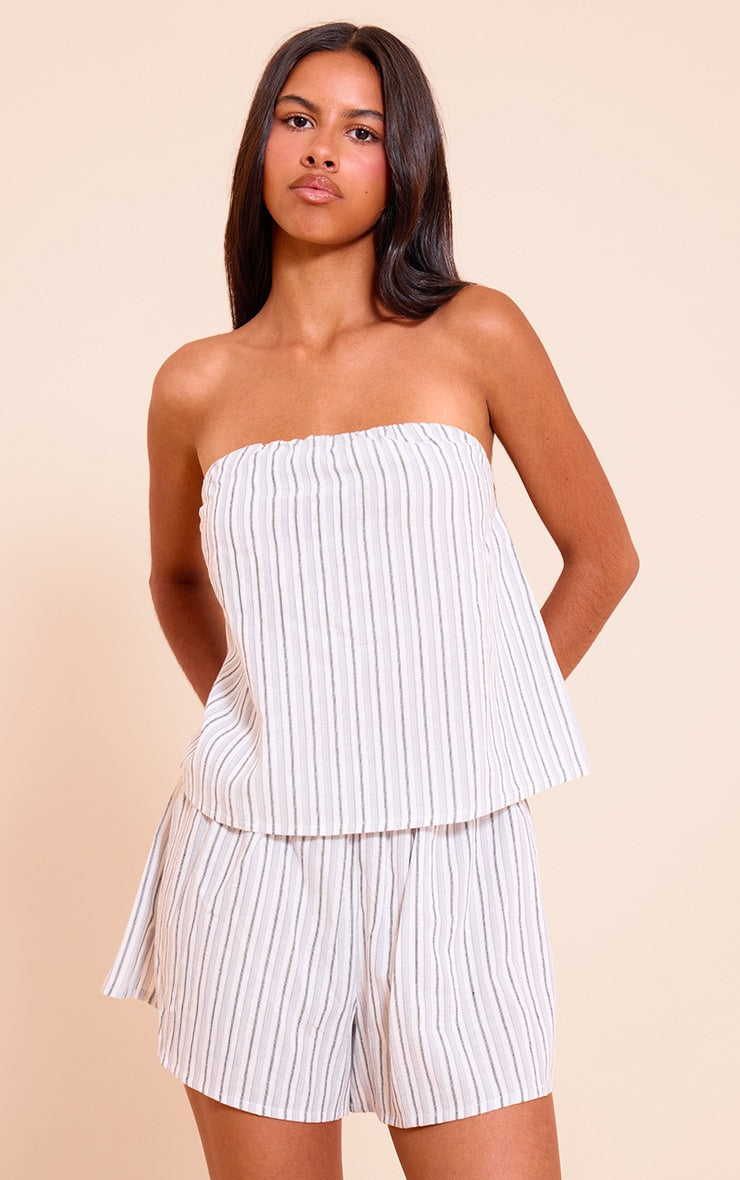 Petite Grey Stripe Flowy Shorts