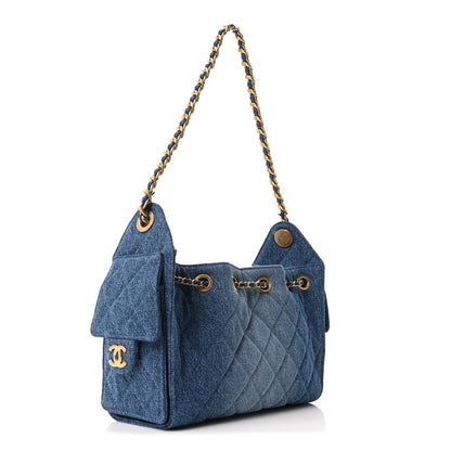 Chanel Washed Denim Quilted Mini Chanel 25 Handbag Blue