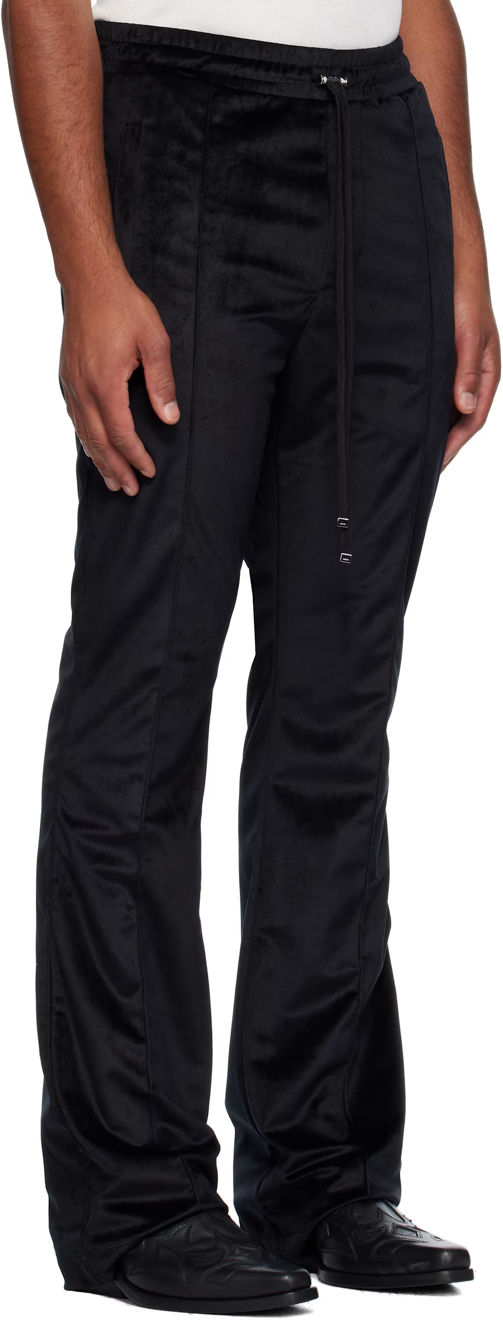 Black Velvet Flare Track Sweatpants