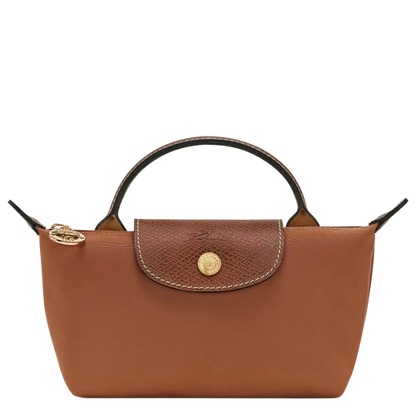 Longchamp Le Pliage Cognac Pouch With Handle Chestnut