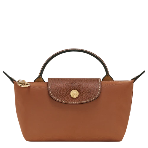 Longchamp Le Pliage Cognac Pouch With Handle Chestnut