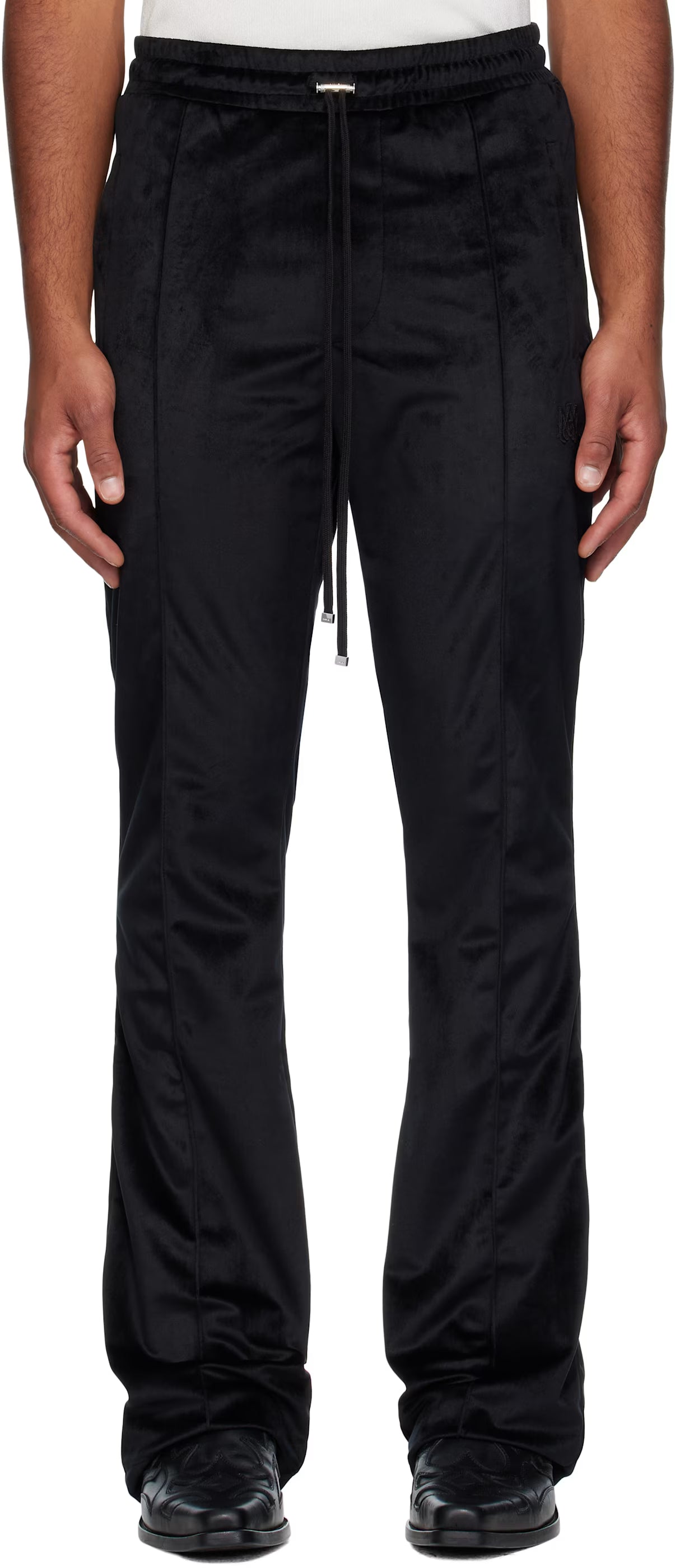 Black Velvet Flare Track Sweatpants