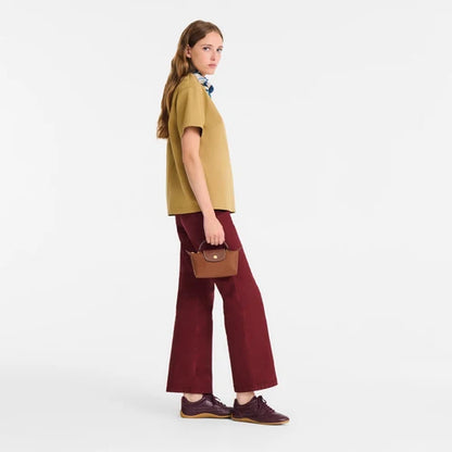 Longchamp Le Pliage Cognac Pouch With Handle Chestnut