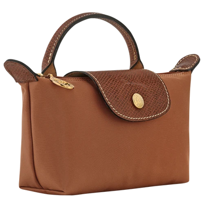 Longchamp Le Pliage Cognac Pouch With Handle Chestnut