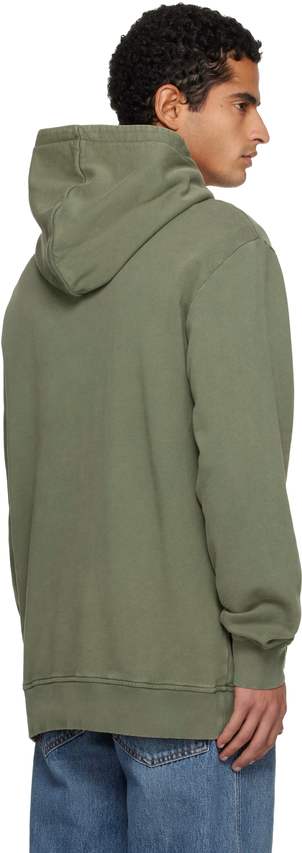 Khaki Vintage 'Balmain' Embroidered Hoodie