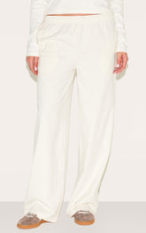 Cream Heavy Cotton Slouchy Wide Leg Trousers